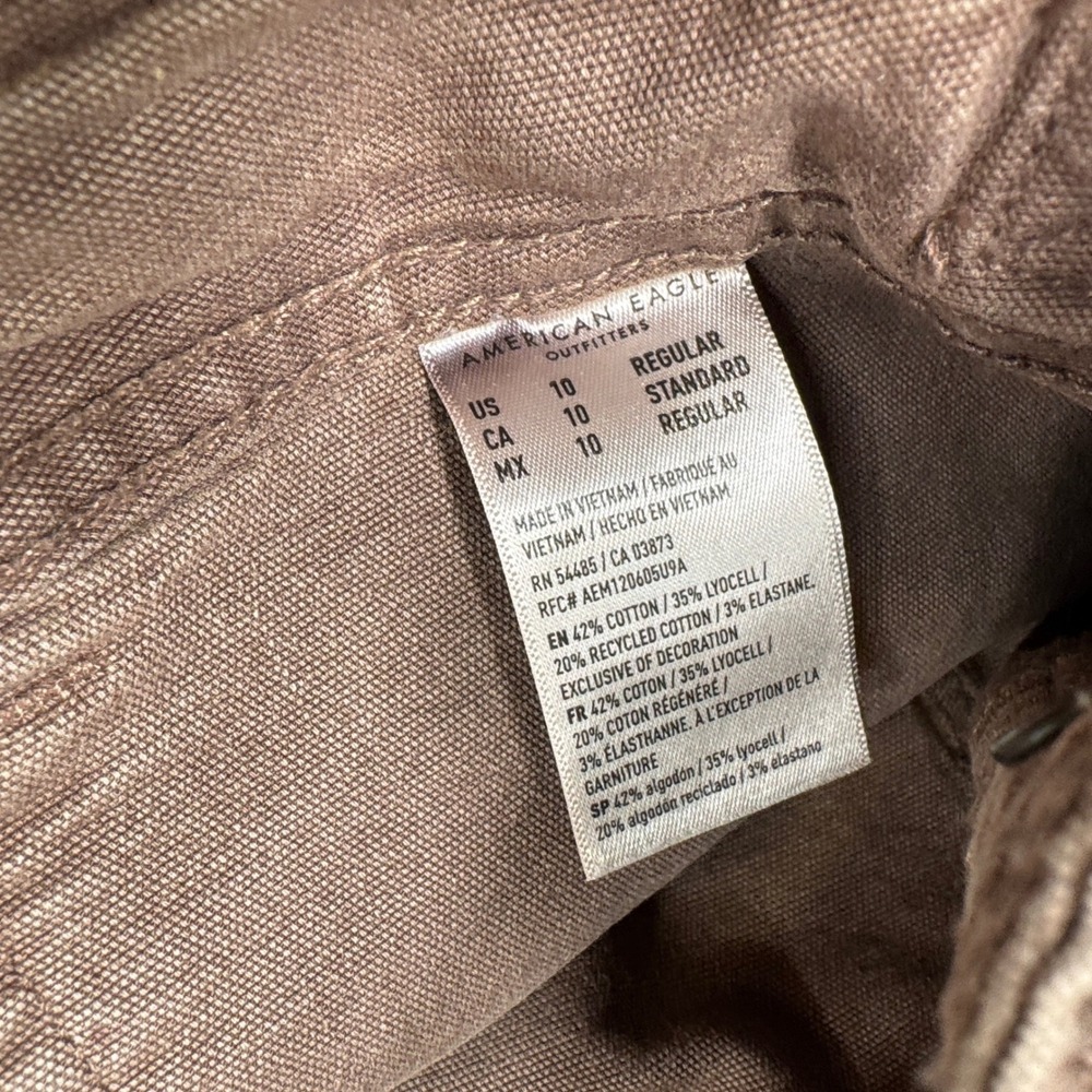 American Eagle Work Pants Women's 10 Brown Wide Leg High Rise Baggy Fit Utility - Picture 9 of 9